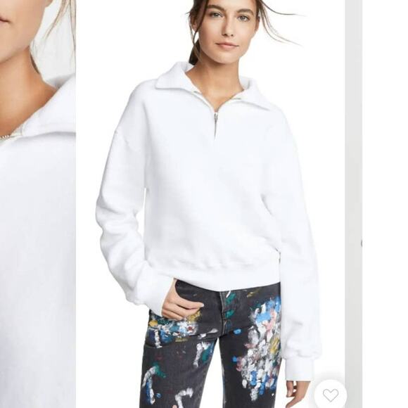 RE/DONE 70's Half Zip Sweatshirt in Off White Size Small NWOT - Picture 1 of 10